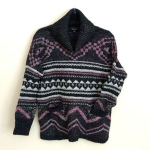 Lucky Womens Cowl Neck Long Sleeve Sweater Striped Multi Colored Pattern Size S